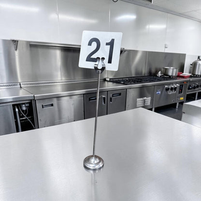 Outstanding Condition – 12″ Commercial Stainless Steel Table Number Stand – Weighted Base – Restaurant Card Holder – Fully Inspected & Ready for Service!