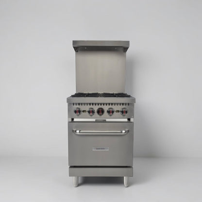 Dependable Condition – Kintera KR4 – 24" Commercial Natural Gas Range – Four 30,000 BTU Open Burners – Standard Oven – 150,000 Total BTU – Fully Tested & Operational!