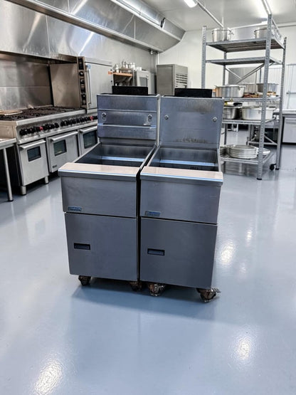 First-Class Condition – Pitco VF-35S – 15.63" Commercial Natural Gas Floor Fryer – 35-Lb. Oil Capacity – 70,000 BTU – Quantity 2 Available – Fully Tested & Operational!