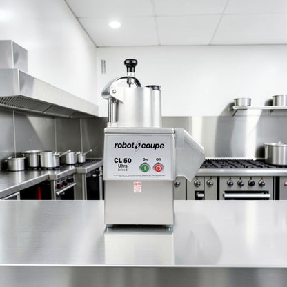 Immaculate Condition – Robot Coupe CL50E Ultra – Continuous Feed Commercial Food Processor – 2 Discs Included – 1 1/2 HP – 120V – ETL Listed – Fully Tested & Operational!