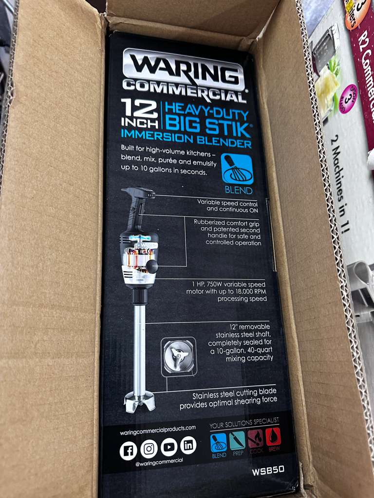 High-Quality Condition – Waring WSB50 – 12" Heavy-Duty Big Stik Immersion Blender – 1 HP – Brand New – Fully Tested & Operational!
