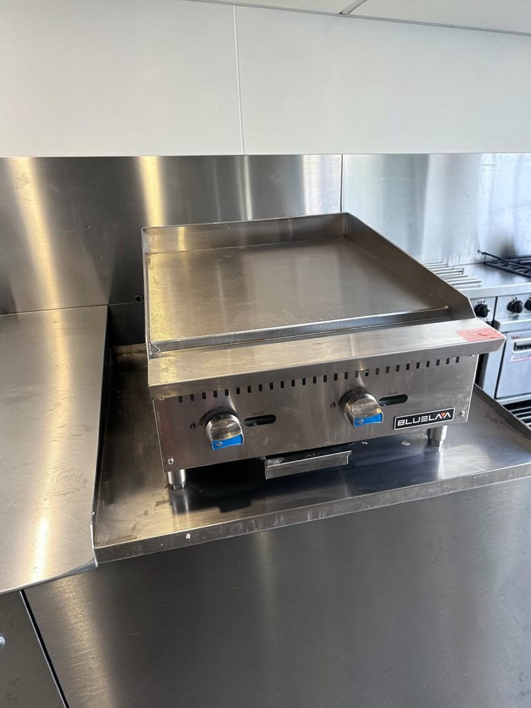 Pristine Condition – Blue Lava BLGM24-24D – 24" Heavy-Duty Commercial Gas Griddle – 1" Plate – 60,000 BTU – Natural Gas – CSA Sanitation Certified – New!