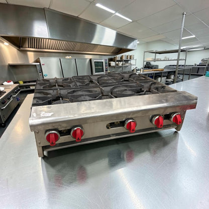 High-Grade Condition – American Range ARHP-36-6 – 36" Heavy Duty Commercial Gas Hot Plate – 6 Open Burners – 192,000 BTU – Fully Tested & Operational!