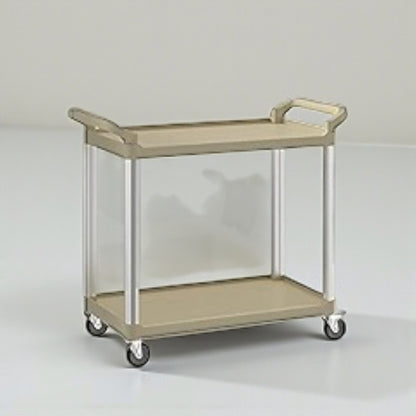 Brand New – Choice Beige Utility / Bussing Cart – 2-Shelf Commercial Service Cart – Factory Sealed & Unused!