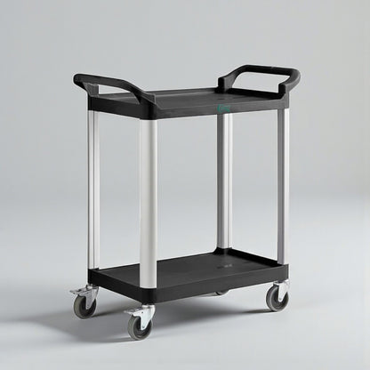 Brand New  – Choice Small 2-Shelf Bus Cart – Black Utility / Service Cart – Brand New – Ready for Immediate Use!