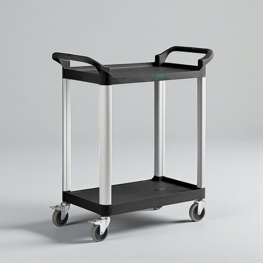 Brand New  – Choice Small 2-Shelf Bus Cart – Black Utility / Service Cart – Brand New – Ready for Immediate Use!