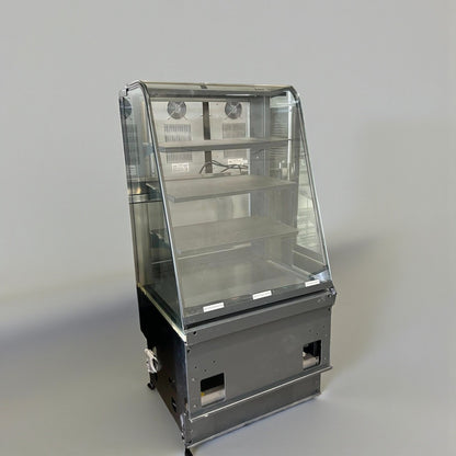 Excellent Condition – Curved Glass Refrigerated Display Case – 4 Adjustable Shelves – 115V – UL Listed – Fully Tested & Operational!