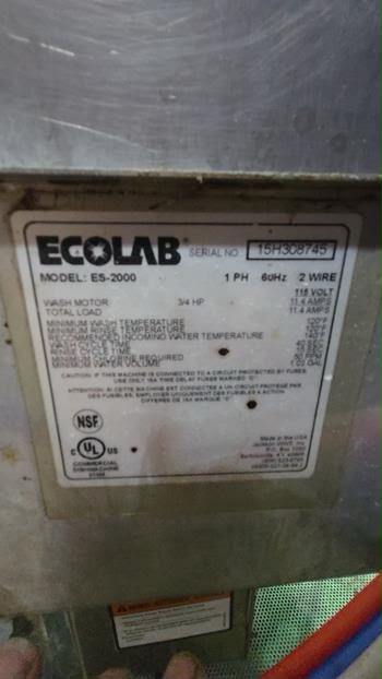 Superior Condition – Ecolab ES-2000 – Commercial Single-Rack Low-Temperature Dishmachine – 40 Racks/Hour – 120V – Stainless Steel – Fully Tested & Operational!