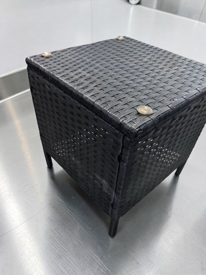 Remarkable Condition – Unbranded 18-Inch Black Woven Wicker Cube Side Table – Square Patio Accent Table – Fully Inspected & Ready for Use!