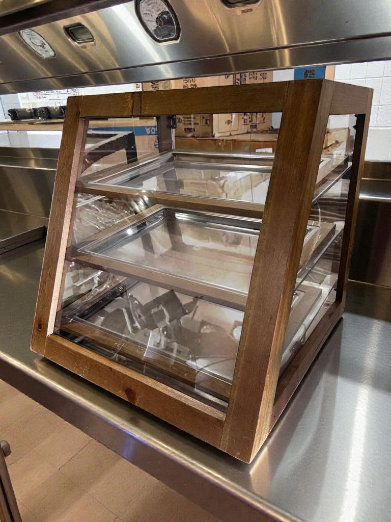 Remarkable Condition – Wooden Countertop Pastry Display Case – 2-Tier Bakery Merchandiser – Glass Display – Fully Tested & Operational!