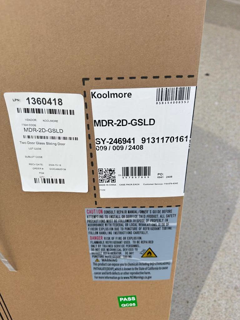 Brand New – Koolmore 53" Two-Door Glass Merchandiser Refrigerator