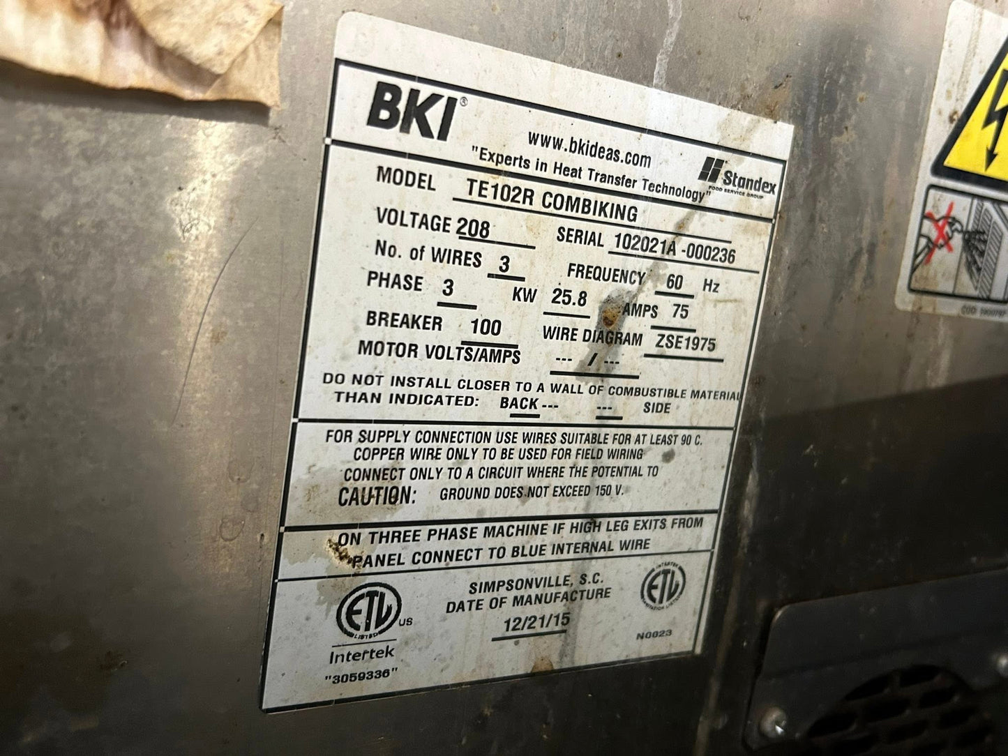 Premium Condition – BKI ETE102R – Commercial Electric Combi Oven (Boilerless) – 208V / 3 Phase – UL & ETL Listed – Fully Tested & Operational!