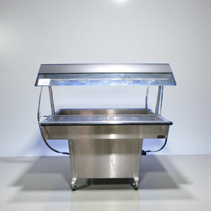 Very Good Condition – Duke E304 – 4-Well Commercial Electric Steam Table with Sneeze Guard – 208V – Fully Tested & Operational!