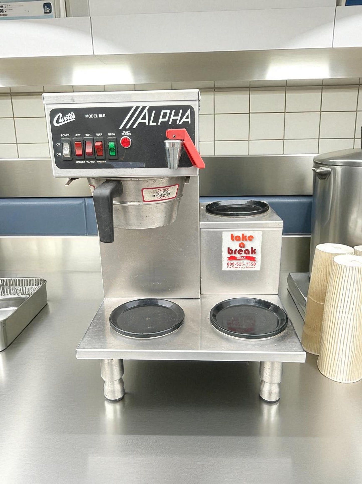 Premium Condition – Wilbur Curtis ALPHA-III-S – Automatic 3-Warmer Commercial Coffee Brewer with Hot Water Faucet – 120V – NSF & UL Listed – Fully Tested & Operational!