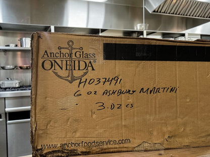 Brand-New Condition – Anchor Hocking H037491 Ashbury – 6 Oz. Martini Glasses – Clear Pulled-Stem Glassware – Case of 36