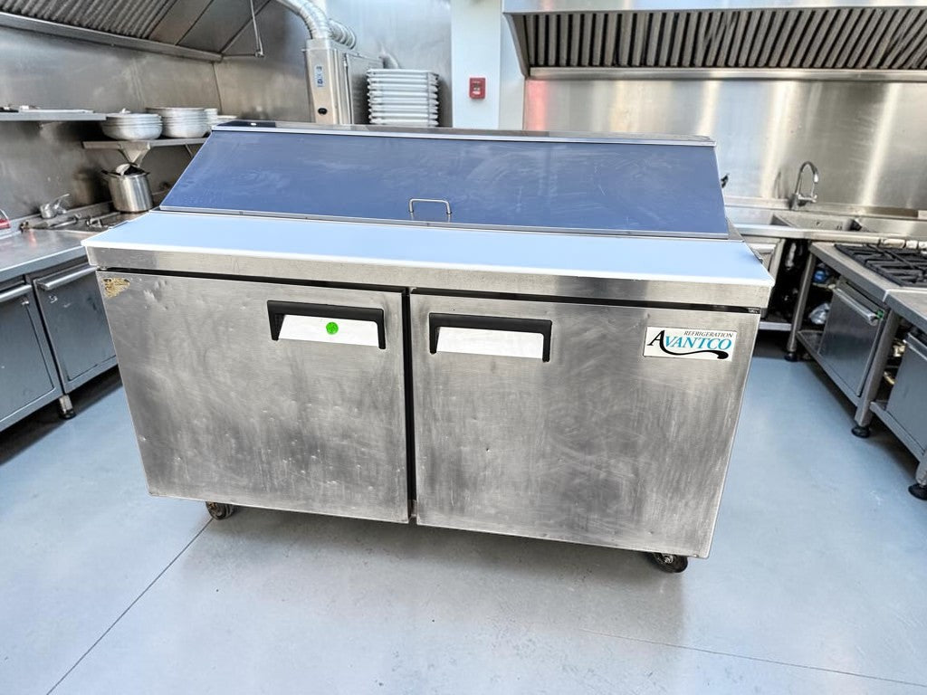 Superior Condition – Avantco SS-PT-60-HC – 60" Two-Door Refrigerated Sandwich / Salad Prep Table – 15 Cu. Ft. – 115V – Fully Tested & Operational!