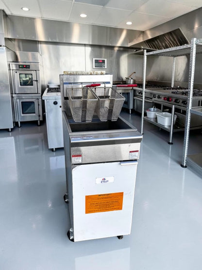 Dependable Condition – Cooler Depot HFRF-120B-NG – Commercial 50 lb. Natural Gas Floor Fryer – Four Burners – 120,000 BTU – Twin Baskets – ETL & NSF Certified – Fully Tested & Operational!