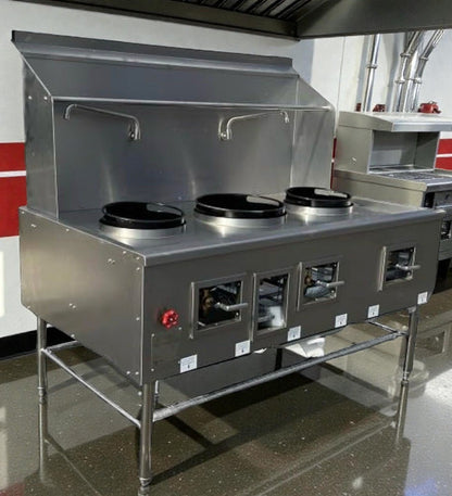 Premium Condition – China Pacific Commercial Gas Wok Range – 3-Ring Burners – NSF Certified – Fully Tested & Operational!