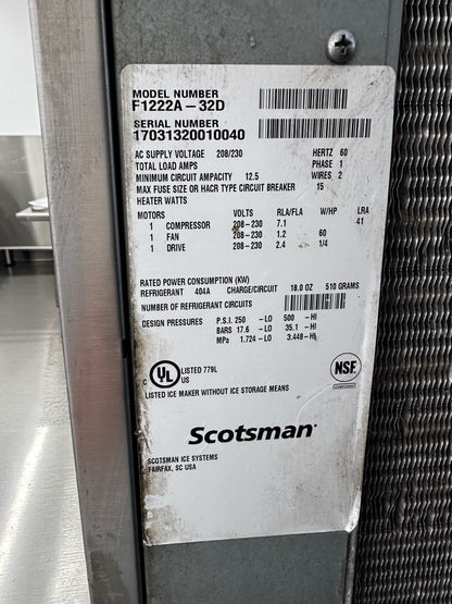 Elite Condition – Scotsman F1222A-32D Prodigy® – 22" Commercial Air-Cooled Flake Ice Machine – Up to 1,100 lb. per Day – 208/230V – UL & NSF Listed – Fully Tested & Operational!