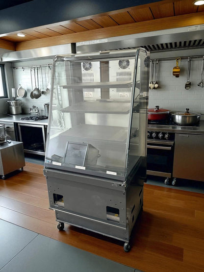 Excellent Condition – Curved Glass Refrigerated Display Case – 4 Adjustable Shelves – 115V – UL Listed – Fully Tested & Operational!