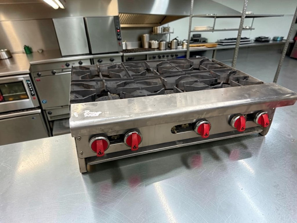 High-Grade Condition – American Range ARHP-36-6 – 36" Heavy Duty Commercial Gas Hot Plate – 6 Open Burners – 192,000 BTU – Fully Tested & Operational!