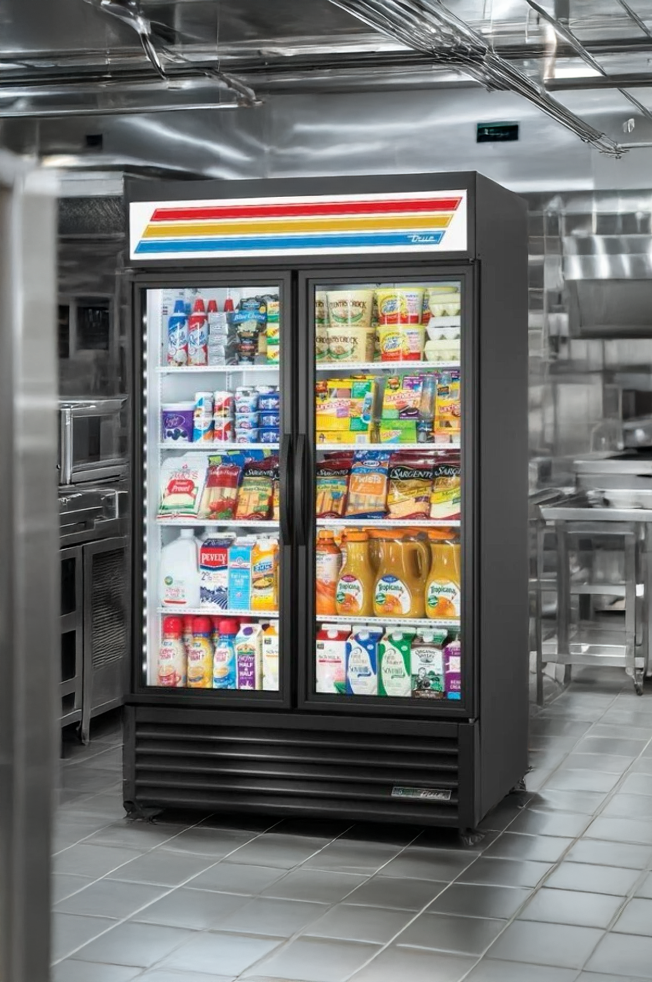 Exceptional Condition – True GDM-43EM Commercial Glass Door Merchandiser Refrigerator – 2 Door Display Cooler – 115V – Fully Tested & Operational!