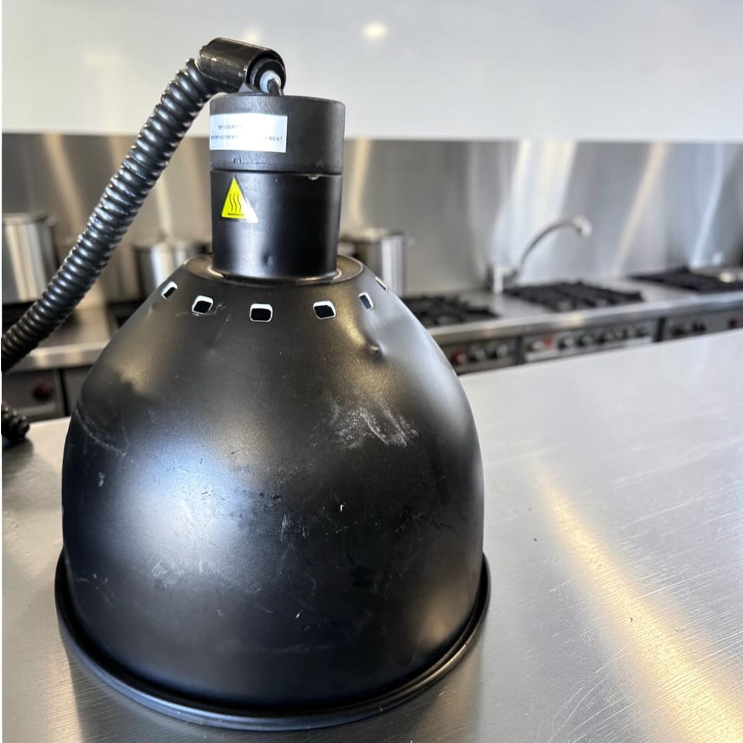 Superb Condition – ServIt HLR85BK – Retractable-Cord Ceiling-Mount Heat Lamps – Black 11¼-Inch Round Dome – 120V, 250W – Qty. 2 – Fully Tested & Operational!