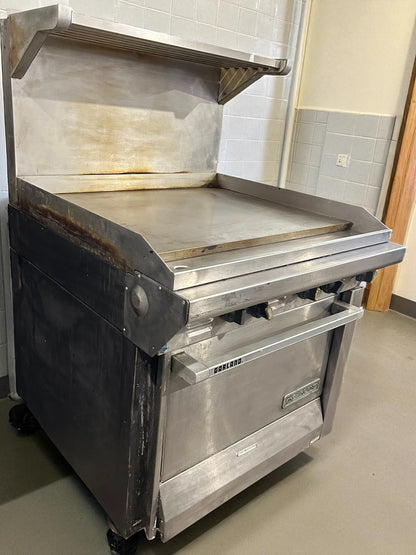 Premium Condition – Garland G36-G36R – 36" Commercial Gas Range with Full Griddle & Standard Oven – Natural Gas – Fully Tested & Operational!