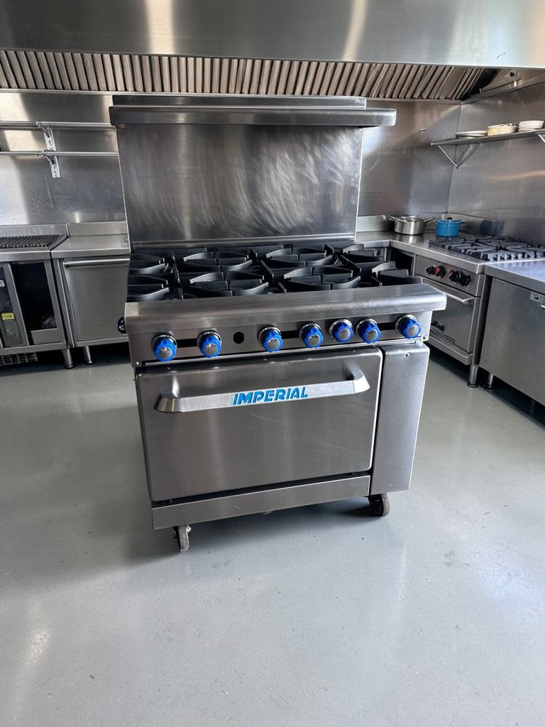 Exceptional Condition – Imperial IR-6 – 36" Commercial 6-Burner Gas Range with Standard Oven – 227,000 BTU – Fully Tested & Operational!