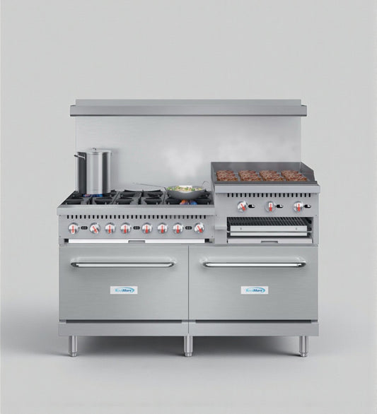 Brand New Condition – KoolMore 60" Commercial Gas Range with Oven, Griddle & Broiler (Scratch & Dent)