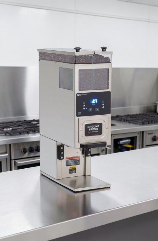 Exceptional Condition – BUNN G9-2T DBC Tall Batch Commercial Coffee Grinder – Dual 6 lb Hoppers – 120V – Fully Tested & Operational!