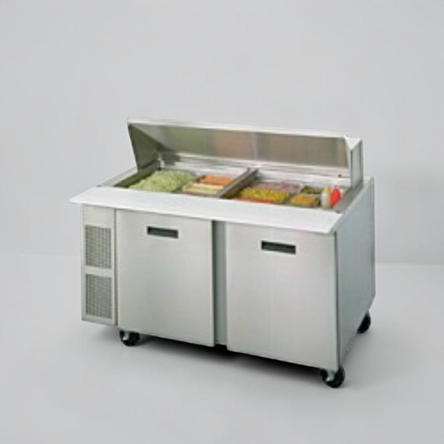 Superior Condition – Randell 9040K-7 – 60″ Two-Door Mega Sandwich/Salad Prep Table – 24-Pan-Capacity Refrigerated Top – 115V – Fully Tested & Operational!