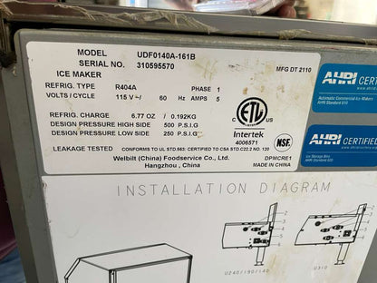 Excellent Condition – Ice-O-Matic UDF0140A-161B – Commercial Ice Maker – 115V / Single Phase – Fully Tested & Working!