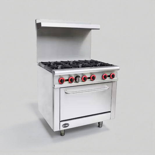 Premium Condition – Commercial 6-Burner Gas Range with Oven – Stainless Steel – Fully Tested & Working!