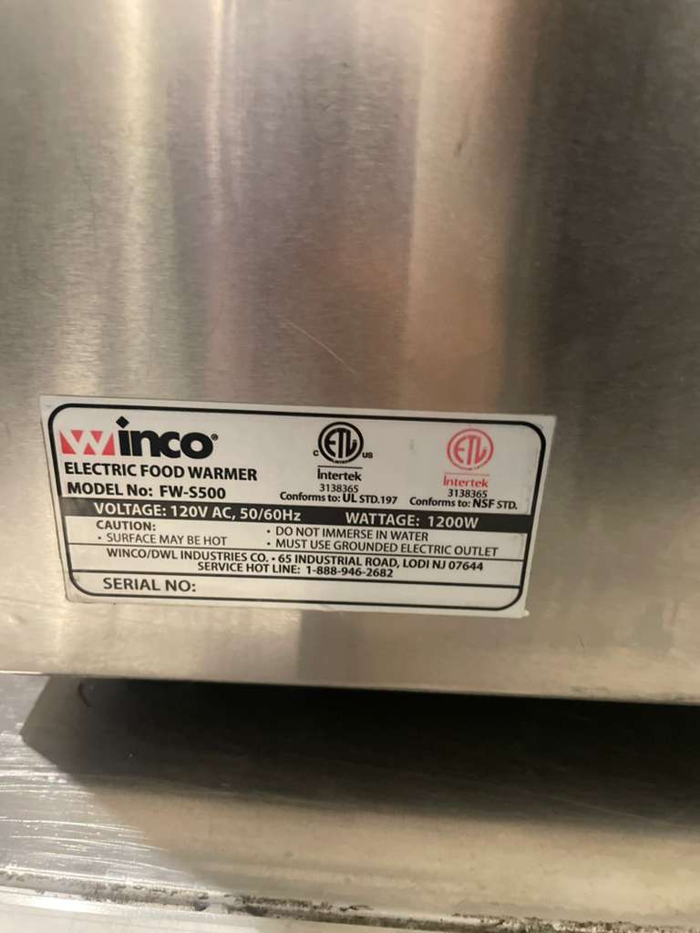 Excellent Condition – Winco FW-S500 Electric Food Warmer – 120V / Single Phase – Fully Tested & Working!