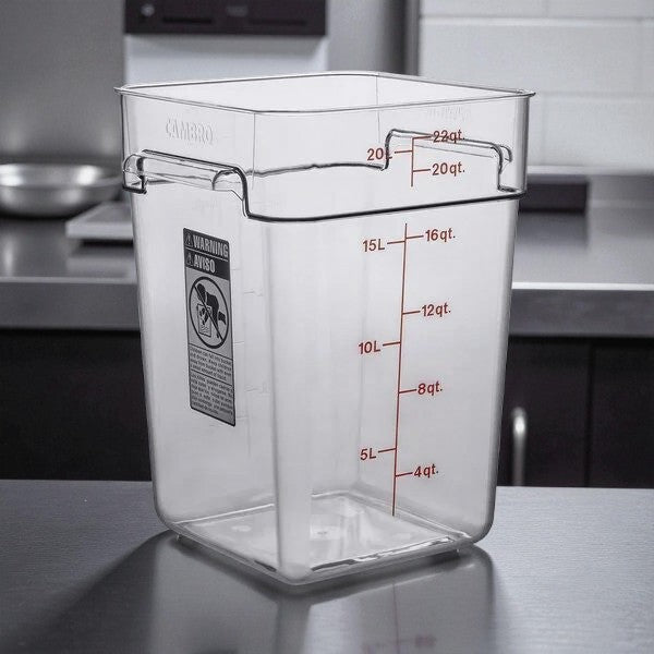 Amazing Find – Cambro CamSquares® Classic 22 Qt. Clear Square Polycarbonate Food Storage Container – NSF – Fully Tested & Ready for Use! (QTY 5)