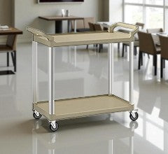 Brand New – Choice Beige Utility / Bussing Cart – 2-Shelf Commercial Service Cart – Factory Sealed & Unused!