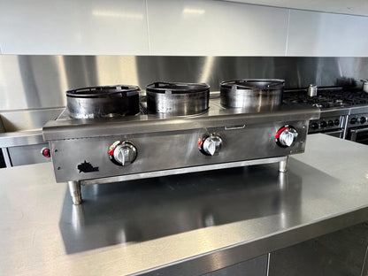 High-Grade Condition – Star Max ORHP-336 – 36" Stainless Steel Countertop 3-Burner Flex-System Wok Range – Natural Gas – 90,000 BTU – Fully Tested & Operational!