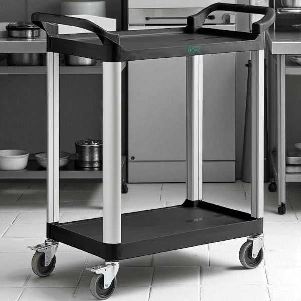 Brand New  – Choice Small 2-Shelf Bus Cart – Black Utility / Service Cart – Brand New – Ready for Immediate Use!