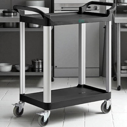 Brand New  – Choice Small 2-Shelf Bus Cart – Black Utility / Service Cart – Brand New – Ready for Immediate Use!