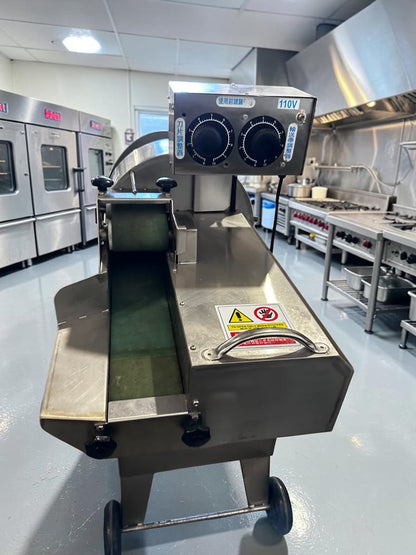 Exceptional Condition – Ming Chun MG-666 – Commercial Conveyor Vegetable Cutting Machine – Adjustable Blade & Belt Speeds – 110V – Fully Tested & Operational!