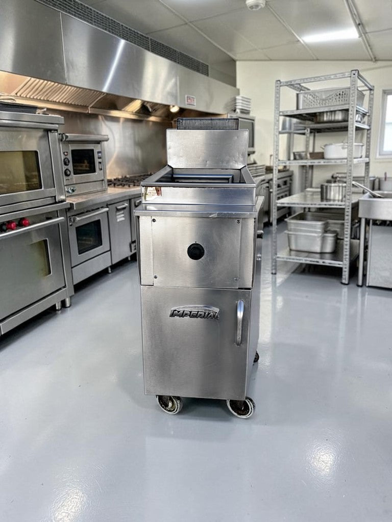 Superior Condition – Imperial 40 lb Gas Floor Fryer – Stainless Steel Commercial Deep Fryer – Natural Gas – Fully Tested & Operational!