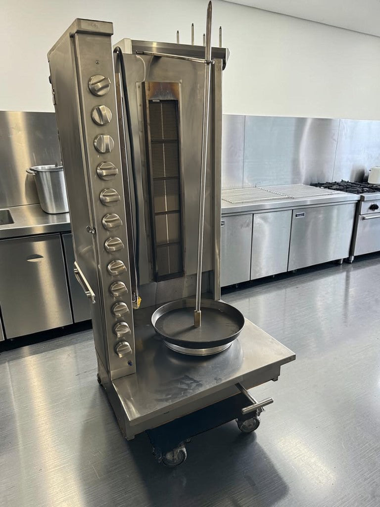 Top-Tier Condition – Commercial Stainless Steel Dual-Sided Gas Shawarma / Gyro Vertical Broiler – Heavy-Duty Rotisserie – Fully Tested & Operational!