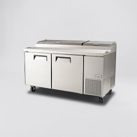 Optimal Condition – Supera PPT2R-1 – 67" Commercial Refrigerated Pizza Prep Table – 20 Cu. Ft. – 115V – Fully Tested & Operational!
