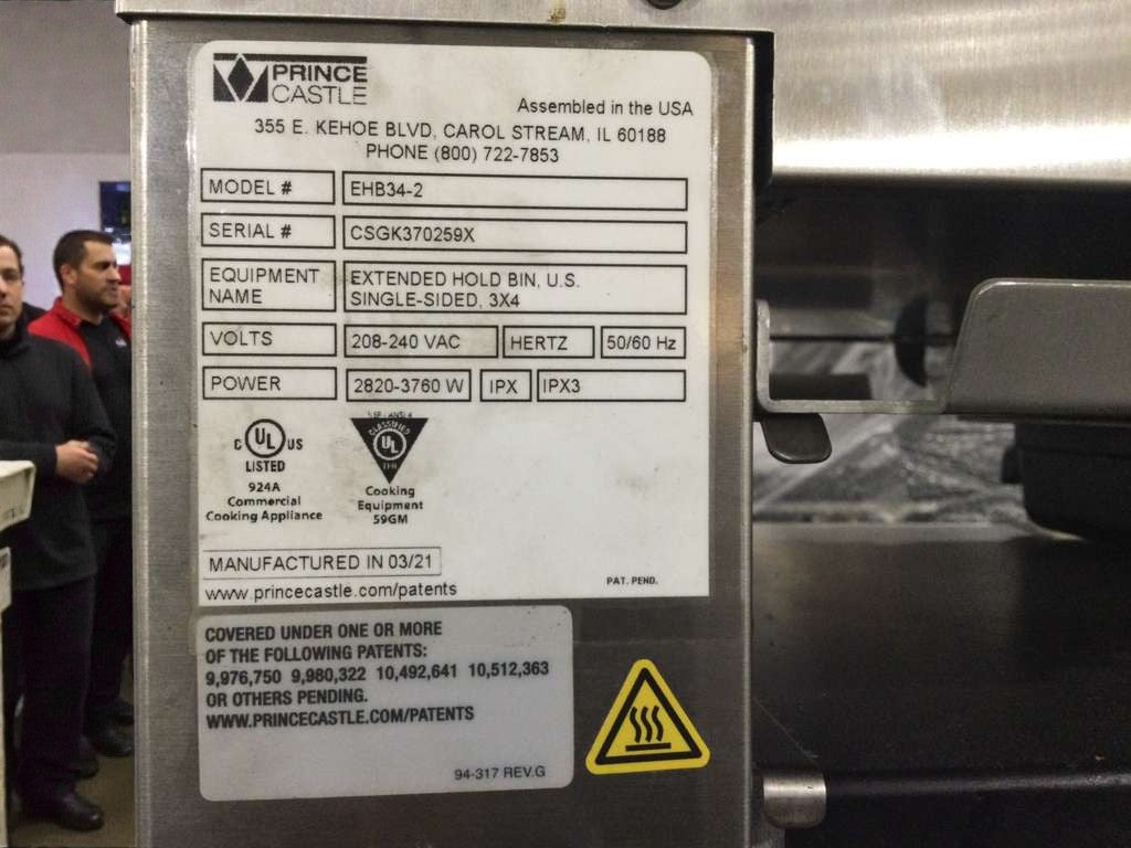 High-Grade Condition – Prince Castle EHB34-2 Extended Hold Bin – 208–240V – Fully Tested & Working!