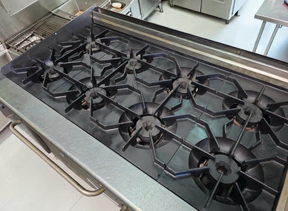 Outstanding Condition - Montague Grizzly 60" - Commercial Gas Range - 8 Open Burners + Raised Griddle - Double Convection Ovens - Fully Tested & Operational!