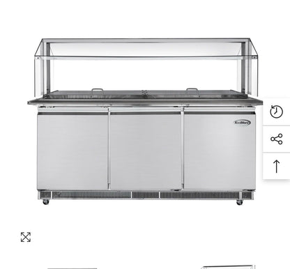 Premium Condition – KoolMore KM-RBT-72CSFG – 70.6" Stainless Steel Commercial Refrigerated Prep Station – 15 Pans w/ Covers – 115V – Fully Tested & Operational!