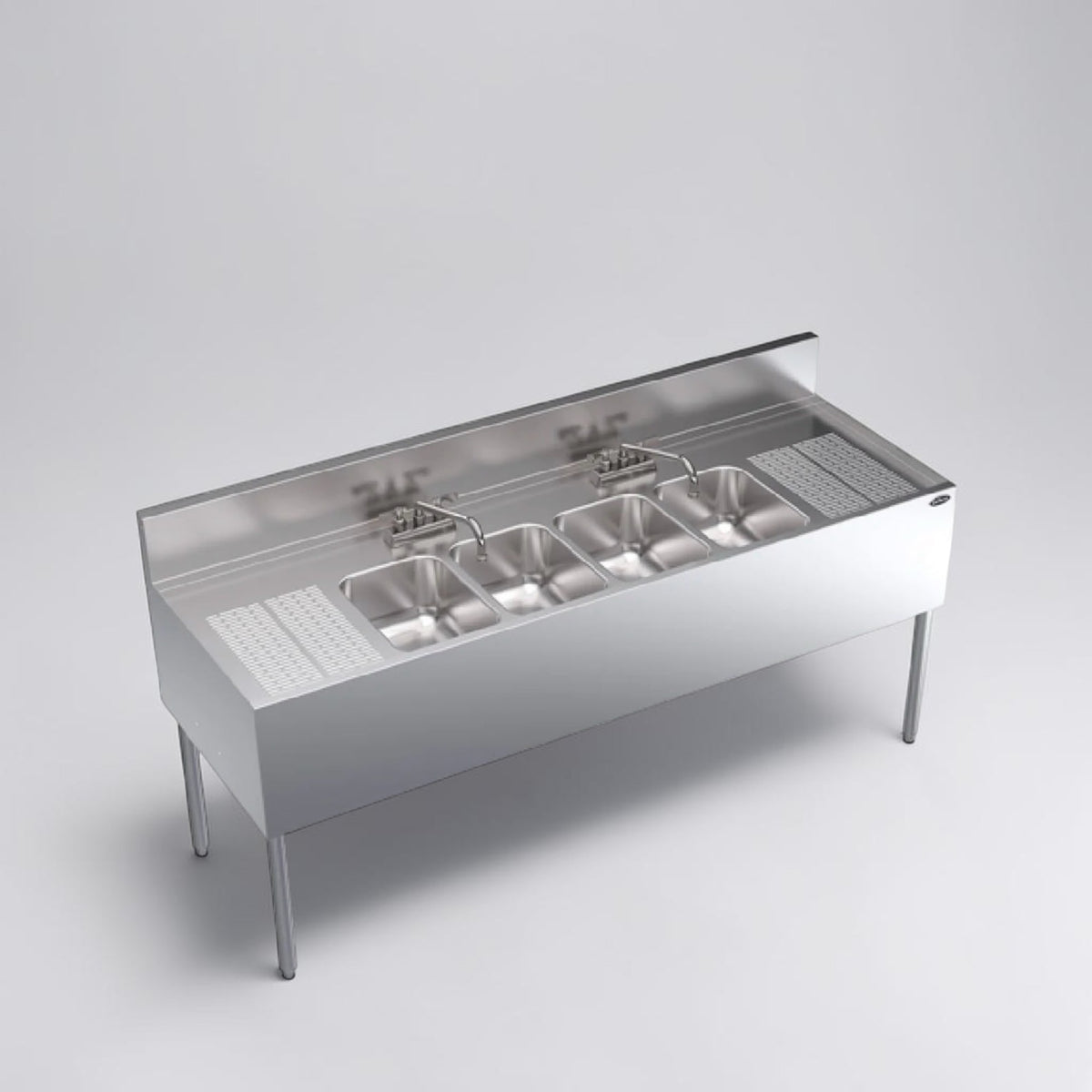 Outstanding Condition – Krowne KR24-64C – Royal Series 72" Four-Compartment Underbar Sink – Dual Drainboards – Stainless Steel – NSF Certified – Ready for Commercial Use!