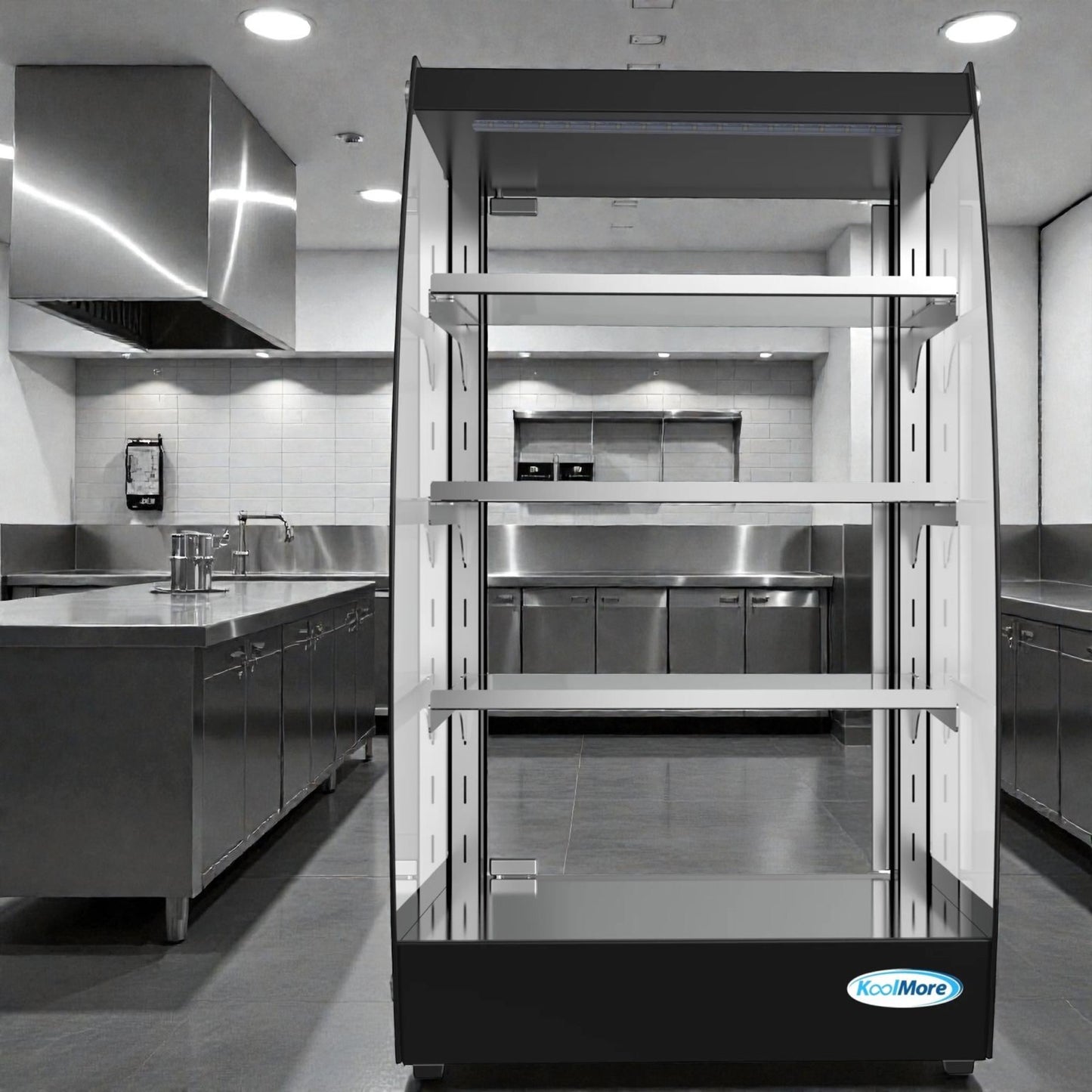 Brand New in Original Box  – Pristine Condition – KoolMore DC-3CB – Countertop Self-Service Pastry Display Case – LED Lighting – Rear Door – 2.7 Cu. Ft.!