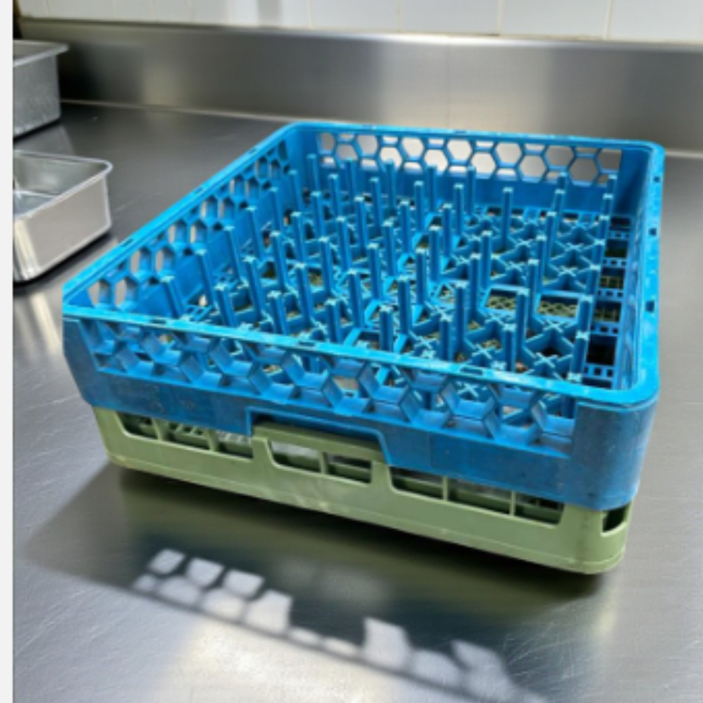 Excellent Condition – Commercial Dishwasher Peg Rack Set – Quantity 2 – Full-Size Dishwashing Racks – Blue / Green – Ready for Use!
